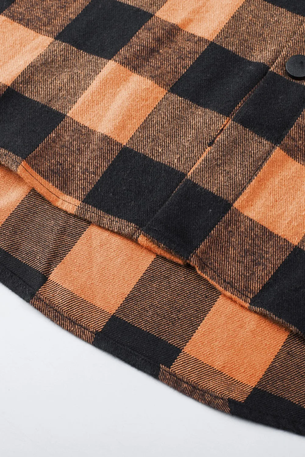 Mens Plaid Printed Drawstring Hooded Shacket