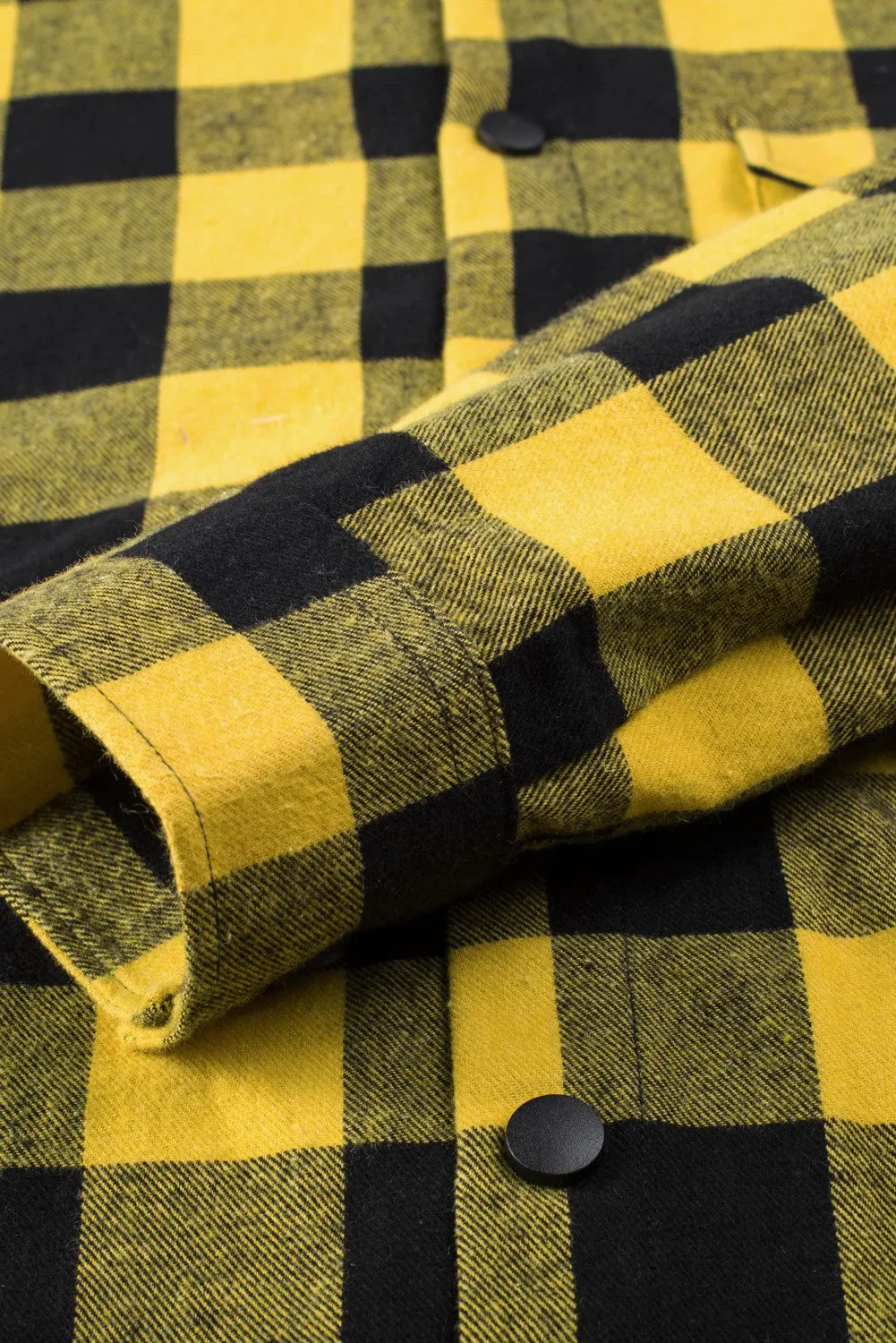 Mens Plaid Printed Drawstring Hooded Shacket