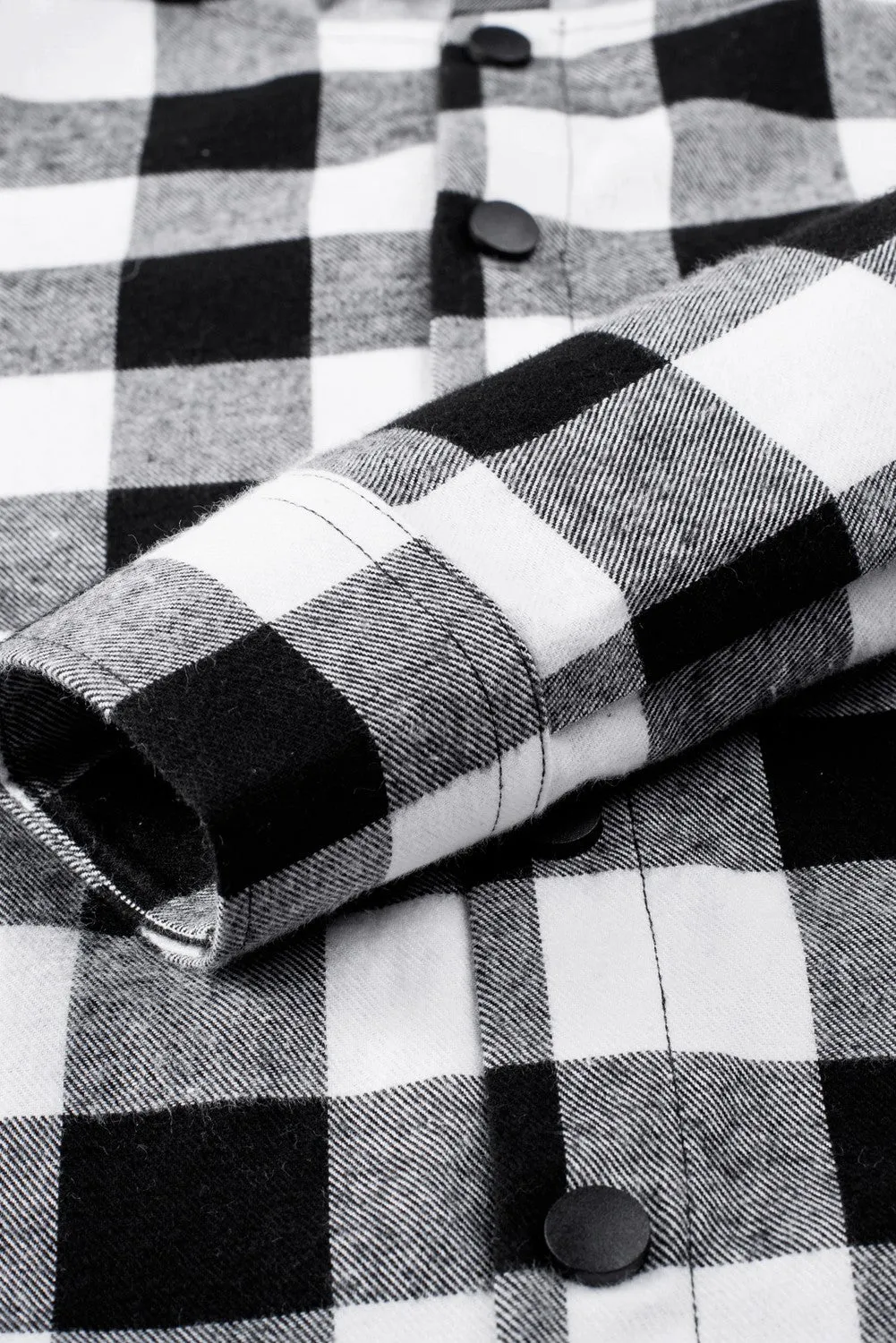 Mens Plaid Printed Drawstring Hooded Shacket