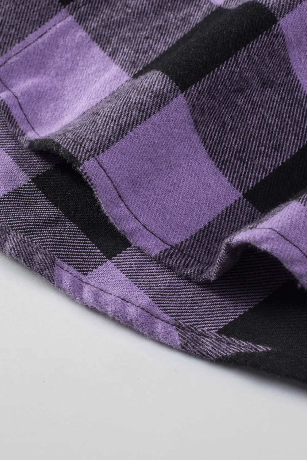Mens Plaid Printed Drawstring Hooded Shacket