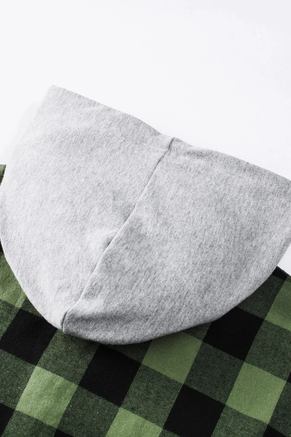 Mens Plaid Printed Drawstring Hooded Shacket