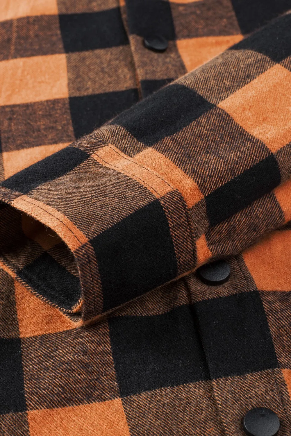 Mens Plaid Printed Drawstring Hooded Shacket