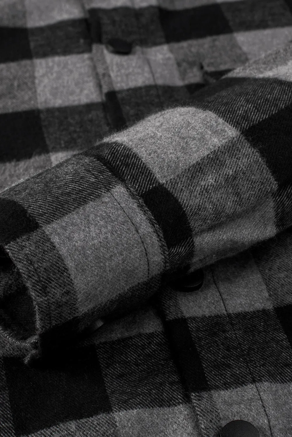 Mens Plaid Printed Drawstring Hooded Shacket
