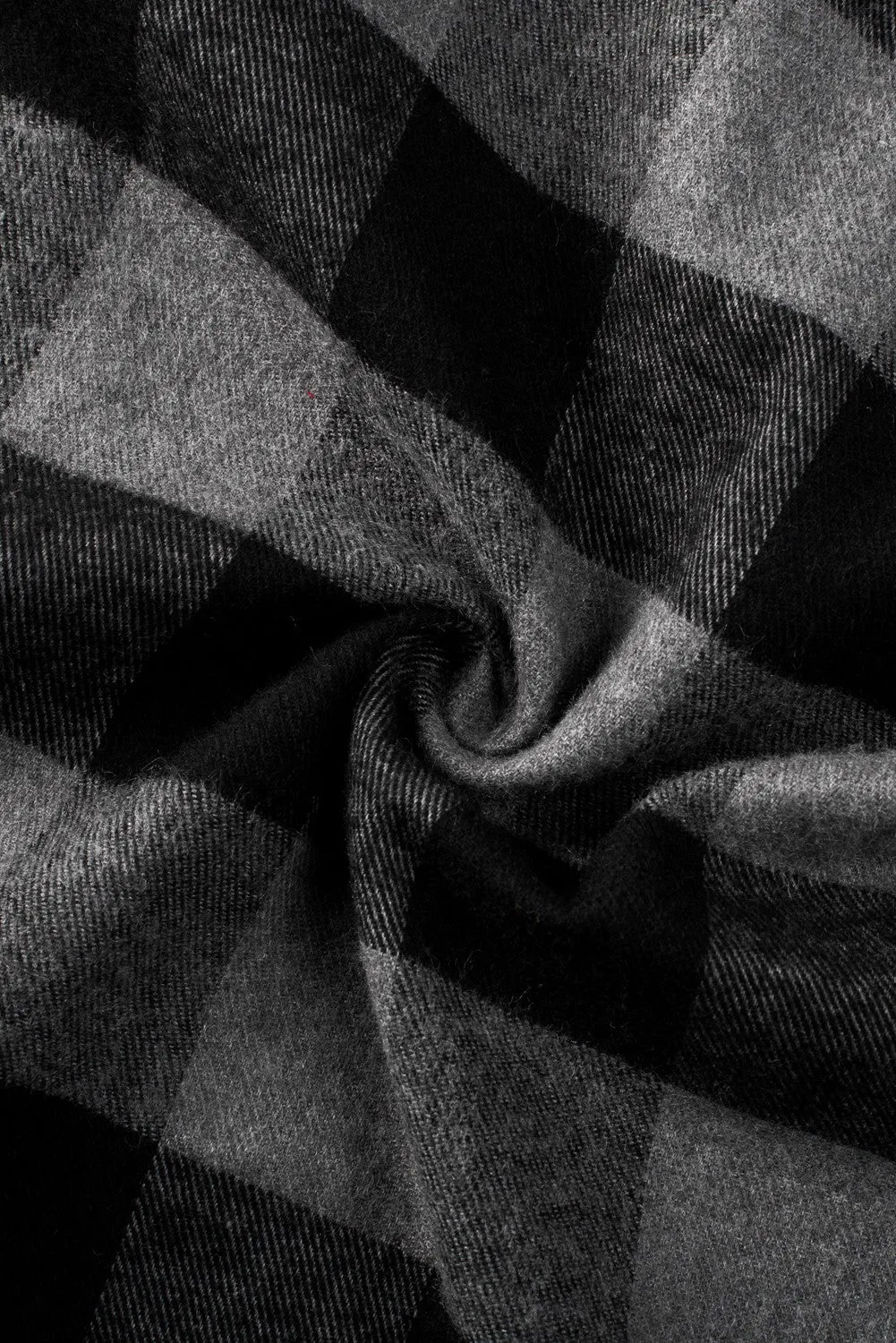 Mens Plaid Printed Drawstring Hooded Shacket