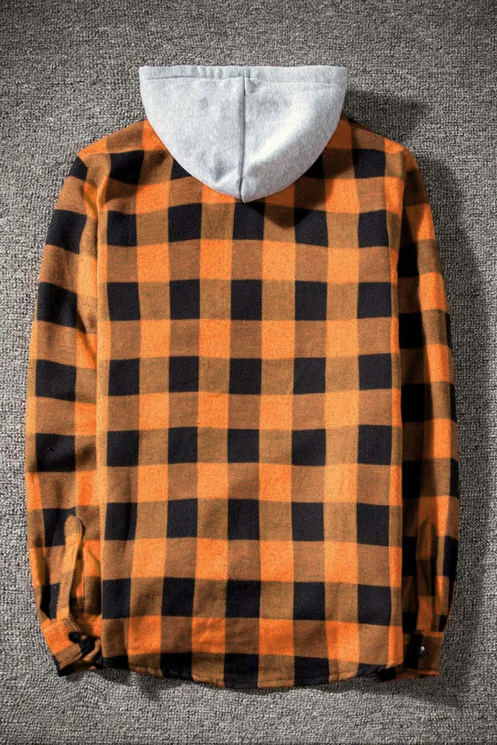 Mens Plaid Printed Drawstring Hooded Shacket