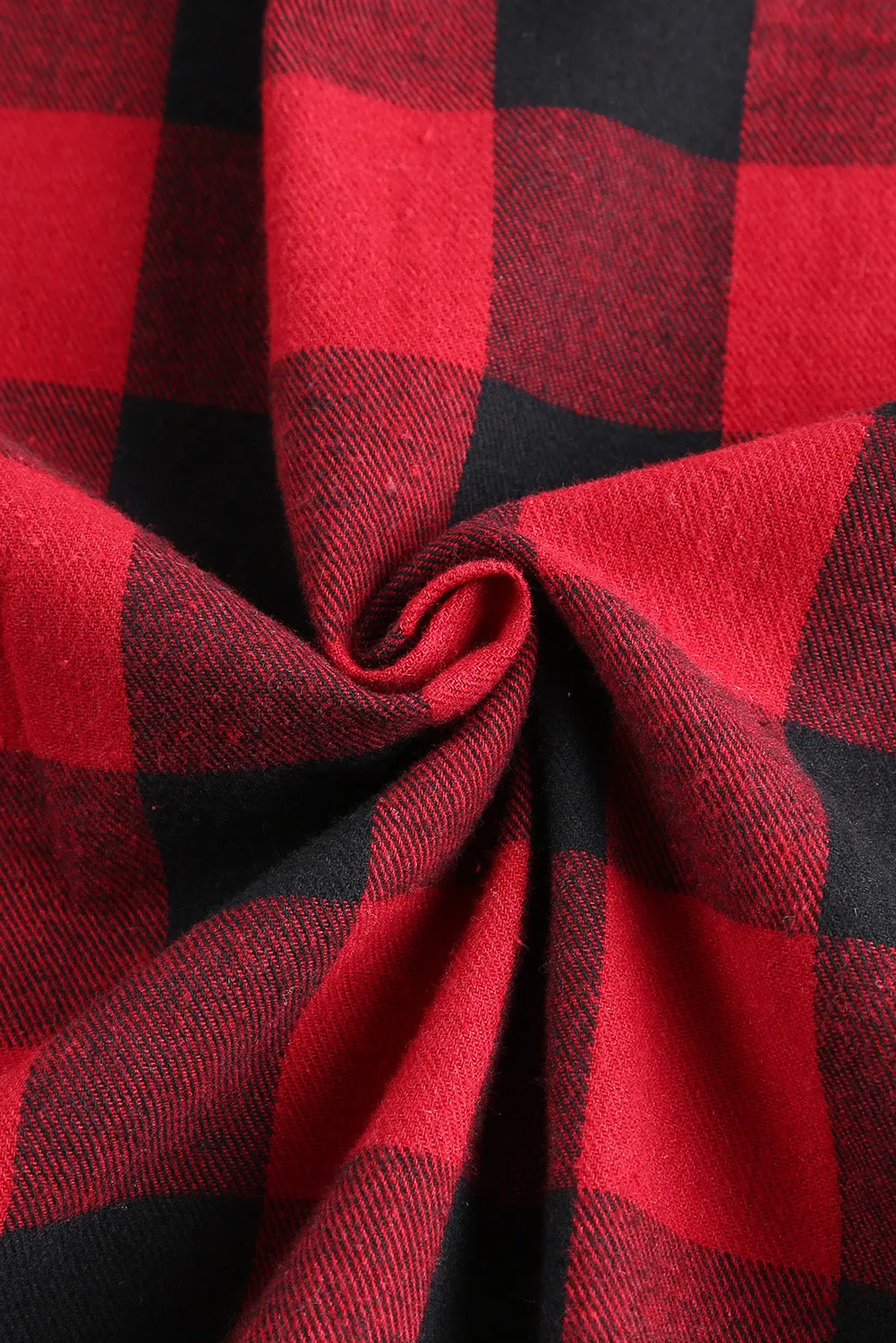 Mens Plaid Printed Drawstring Hooded Shacket