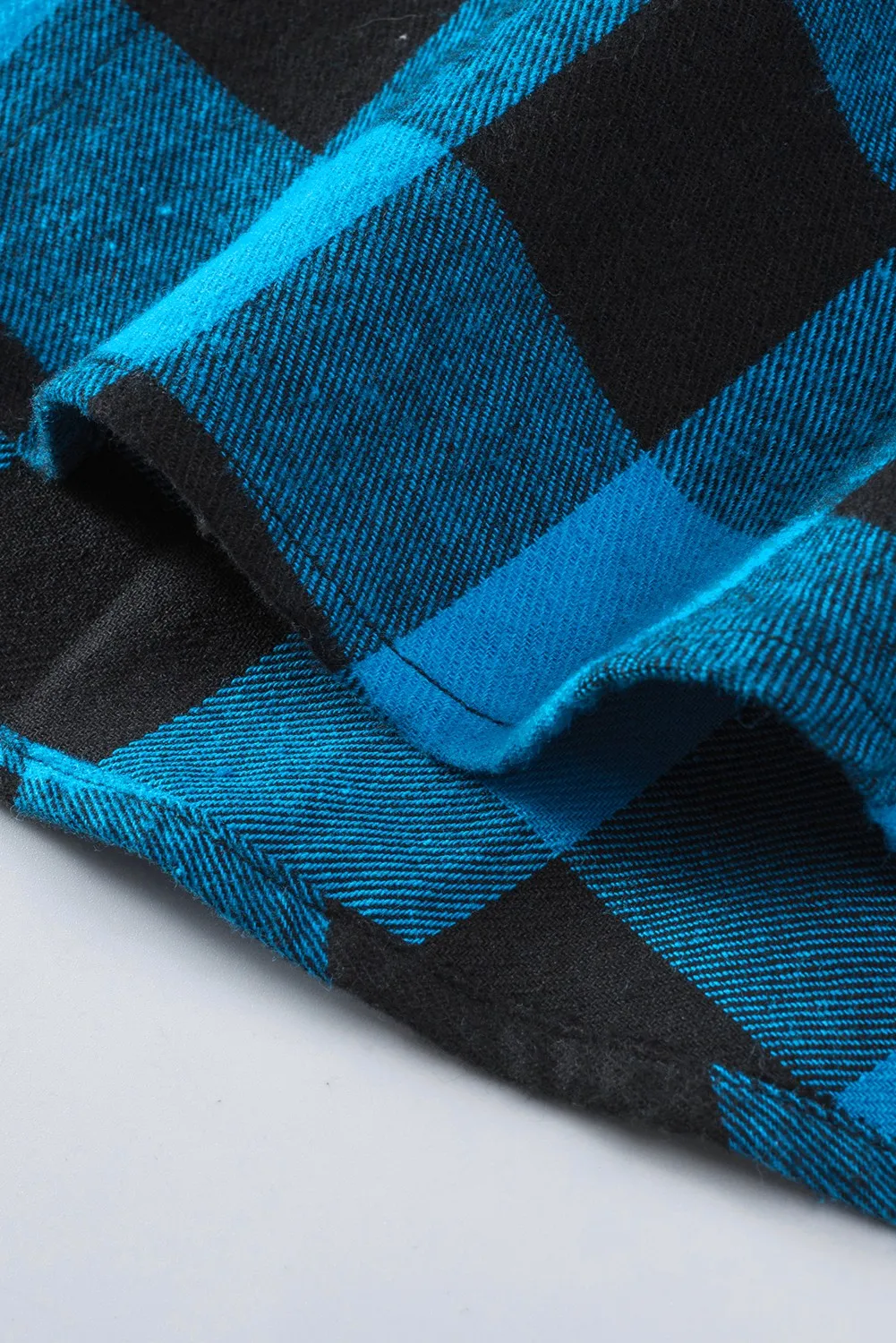 Mens Plaid Printed Drawstring Hooded Shacket