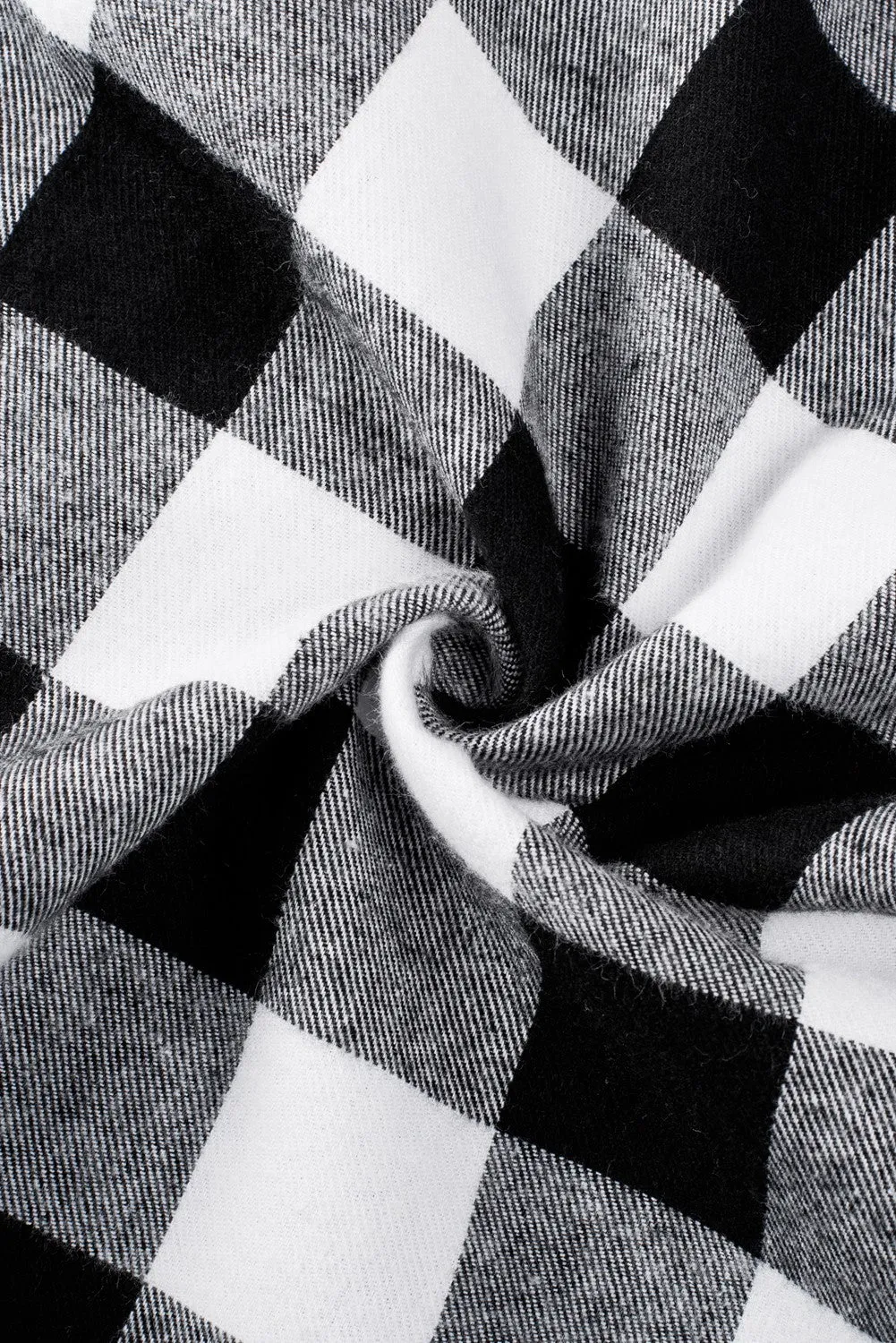 Mens Plaid Printed Drawstring Hooded Shacket