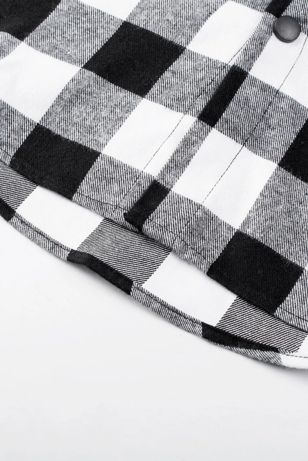 Mens Plaid Printed Drawstring Hooded Shacket