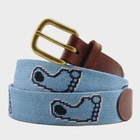 North Carolina Tar Heels Men's Belt in Light Blue Needlepoint with Foot by Smathers and Branson