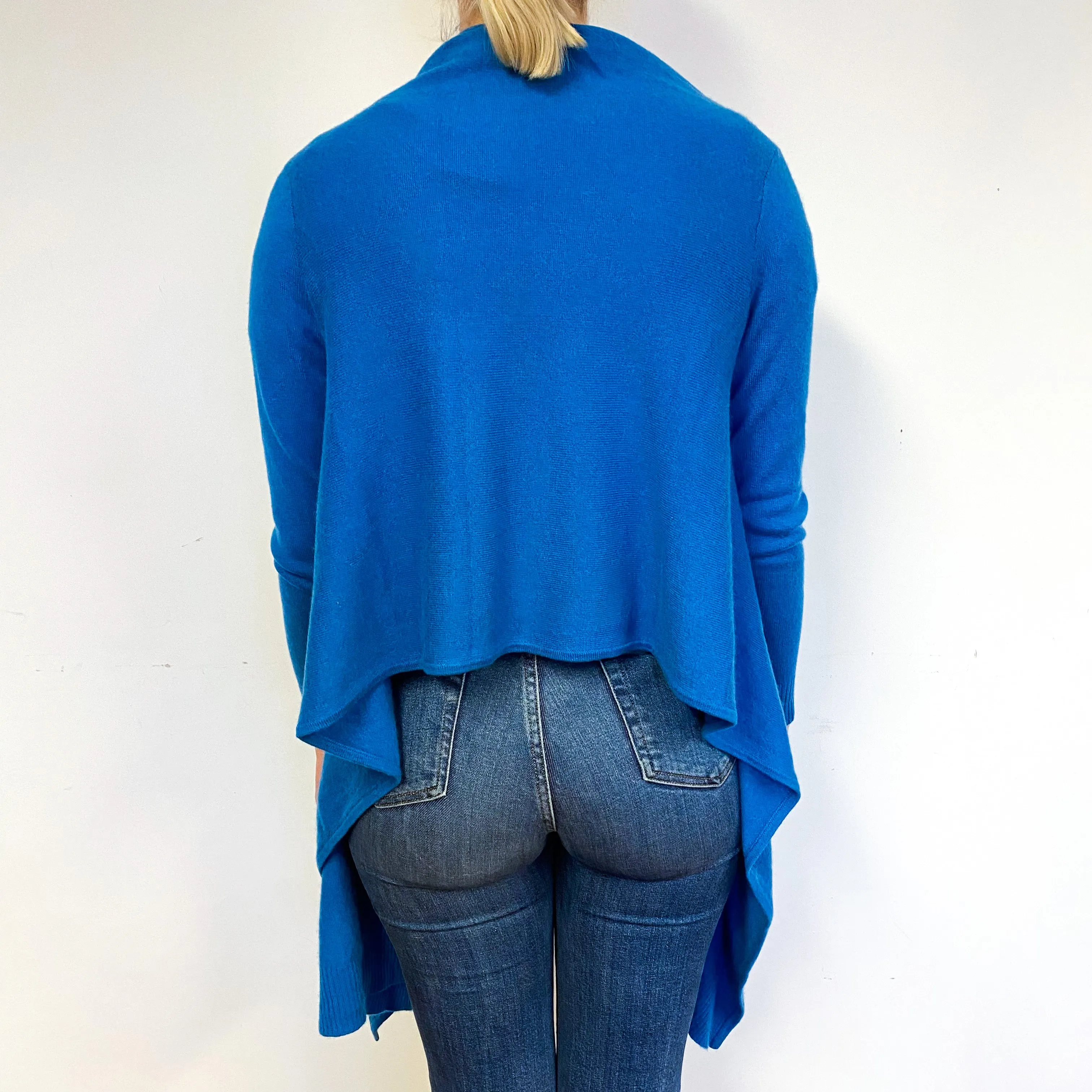 Peacock Blue Cashmere Wrap Style Cardigan Small