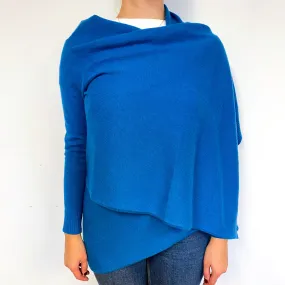 Peacock Blue Cashmere Wrap Style Cardigan Small
