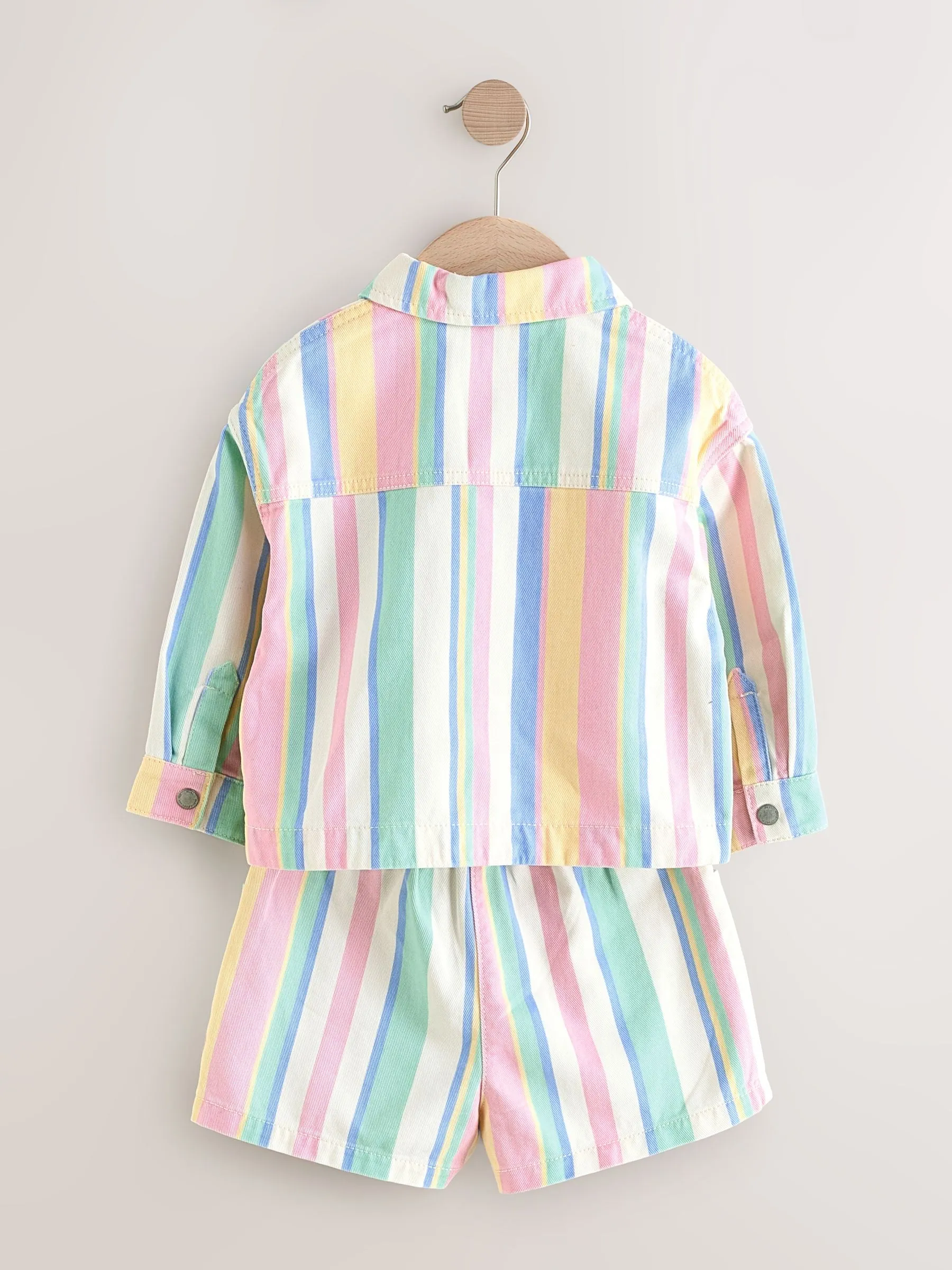 Rainbow 100% Cotton Printed Shacket and Shorts Set (3mths-7yrs)