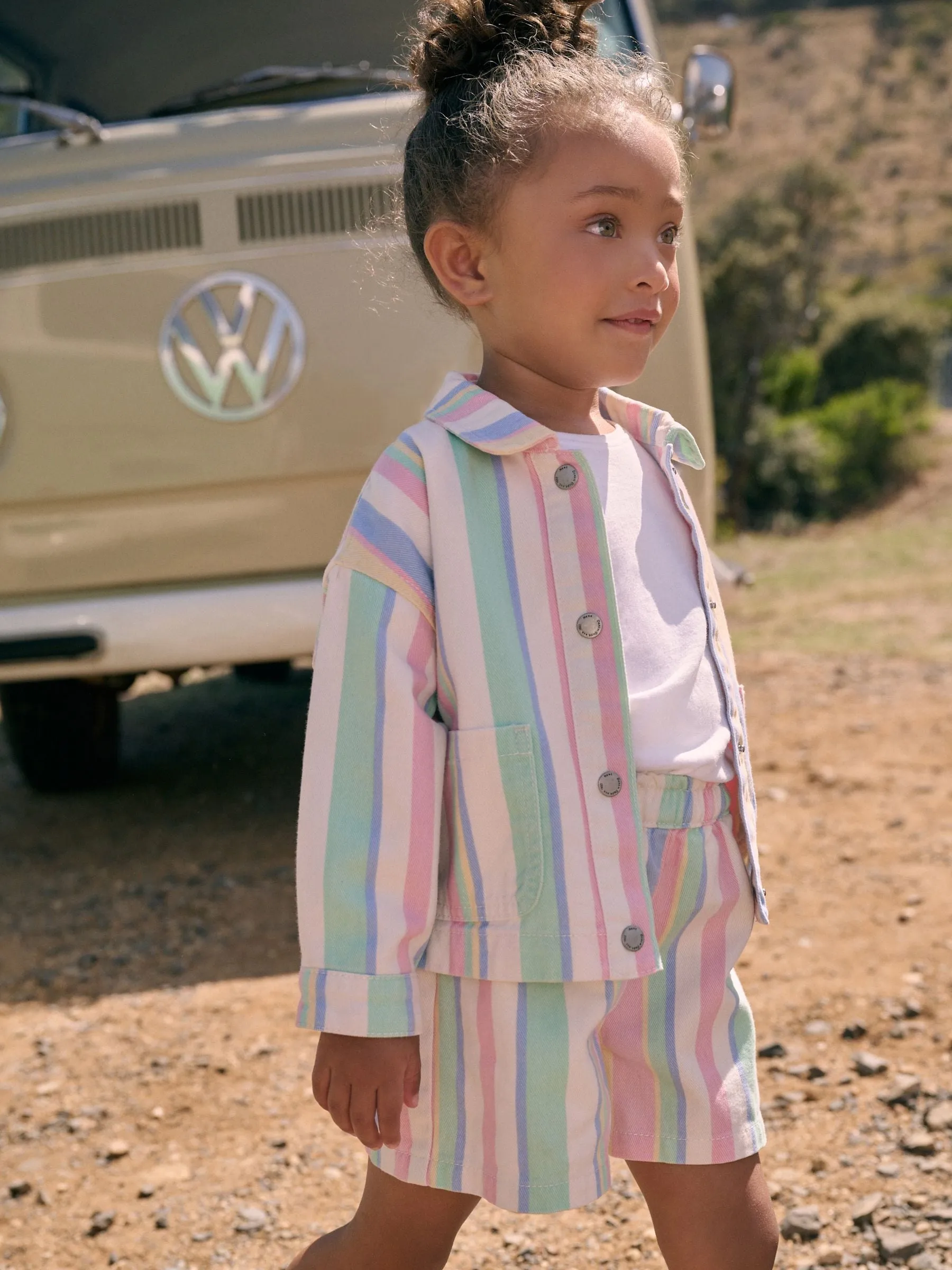 Rainbow 100% Cotton Printed Shacket and Shorts Set (3mths-7yrs)