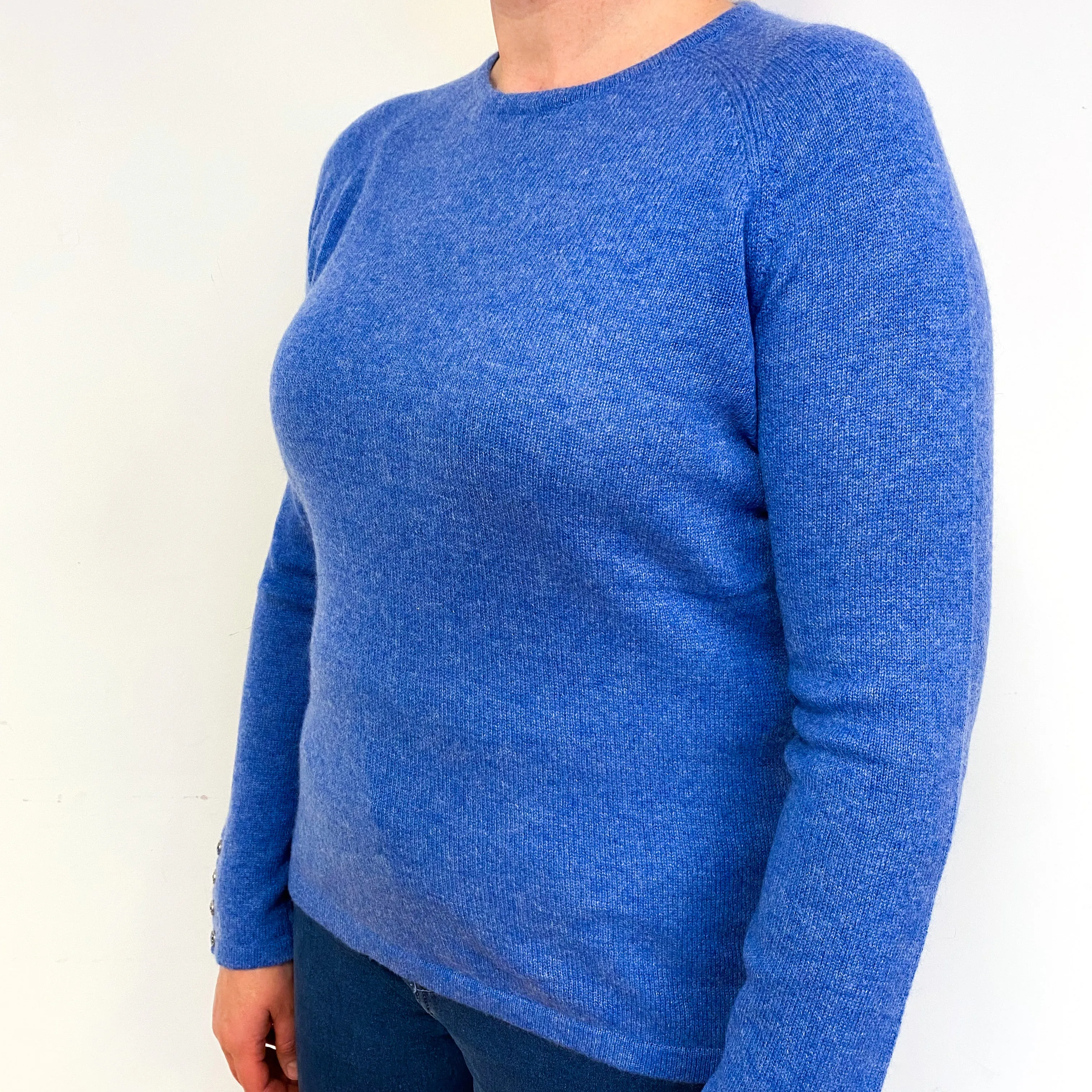 Tanzanite Blue Cashmere Crew Neck Jumper Large