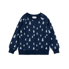 Terry Sweatshirt - Snowy Pine Print on Dress Blue by miles the label. - FINAL SALE