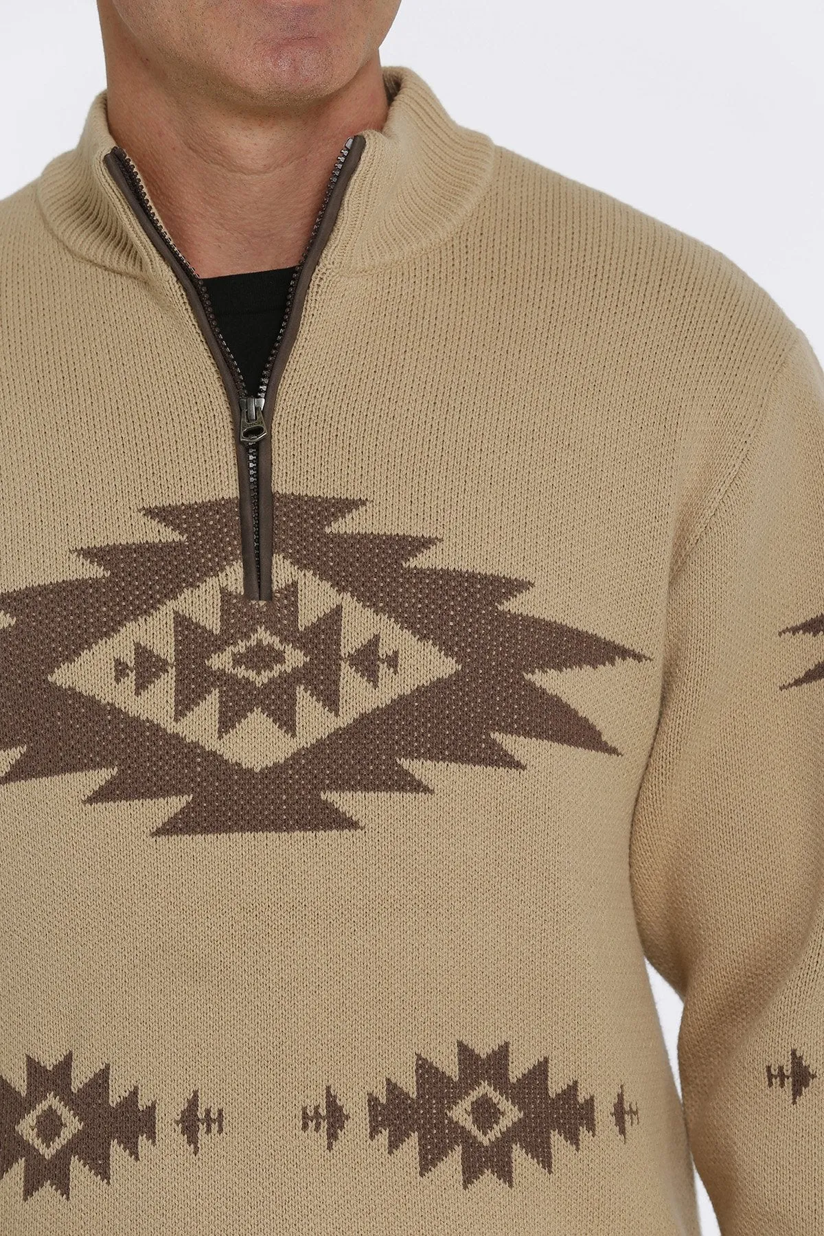 The Cinch Vintage Aztec Khaki Sweater Jacket