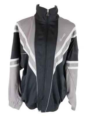 Vintage 2000s Y2K Men’s Champion Branded Streetwear Sportswear Grey Black & White High Roll Neck Zip Up Track Top Jacket | Men’s Size M