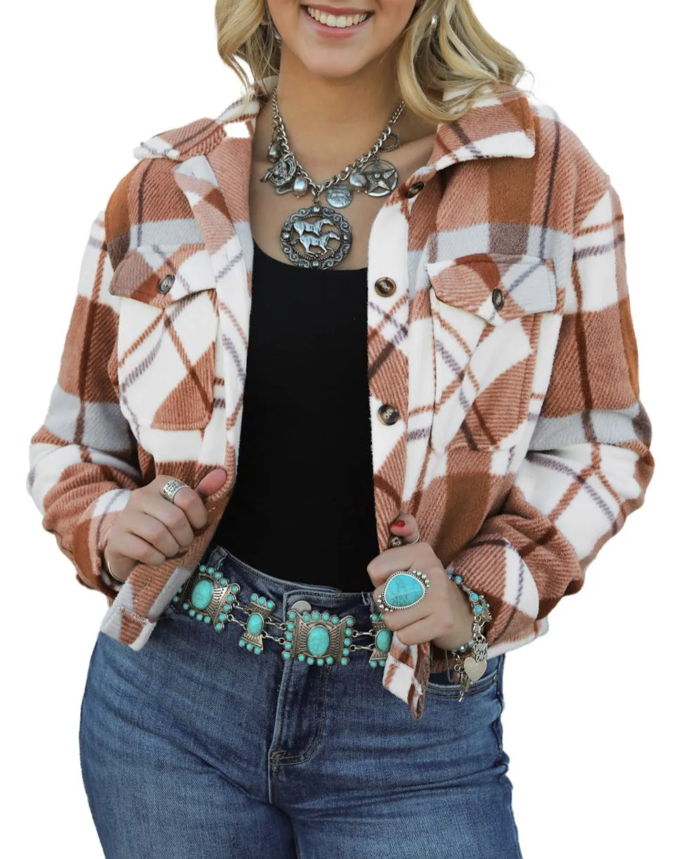Western Plaid Flap Pockets Shacket