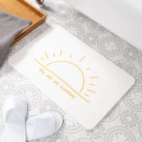 You Are My Sunshine Bathmat - Retro Sunburst Bath Mat - Sunrays Hippie Bath Mat - Bohemian Bath Rug - White Stone Non Slip Bath Mat -39X60Cm